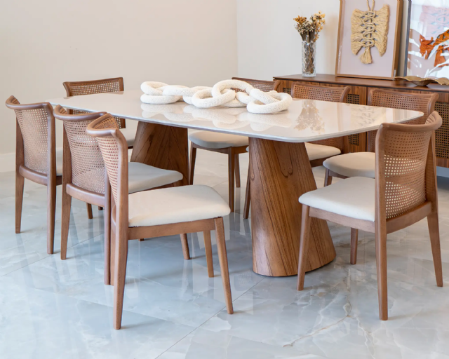 Conjunto Mesa Palladium 2,20 + 8 Cadeiras Sellenium