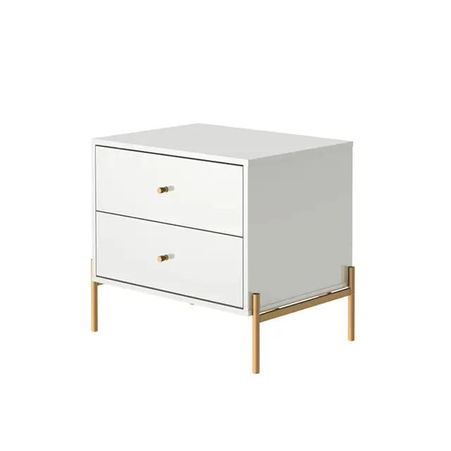 Mesa de Cabeceira Jasper - Off White Fosco/Dourado