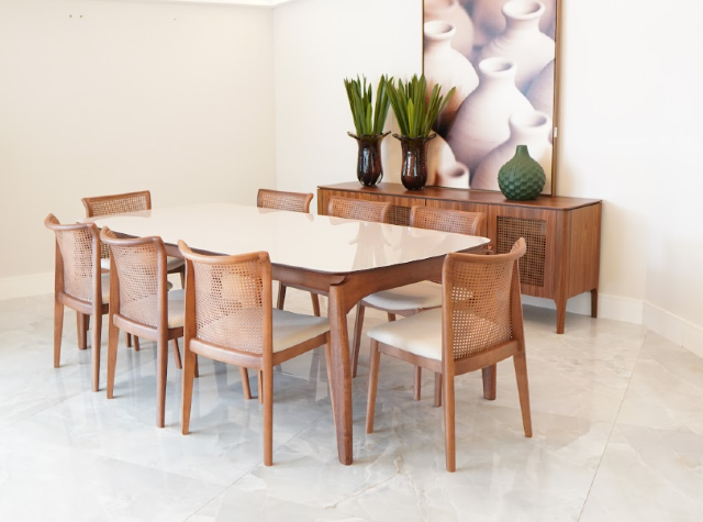 Conjunto Mesa Ravenna 2,20 + 8 Cadeiras Sellenium