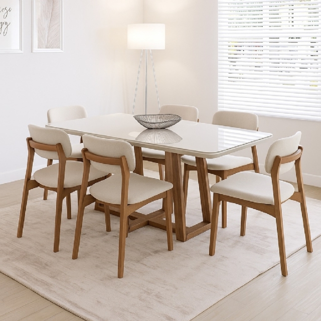 Mesa Bennett 1,60 x 0,90   Off White/Castanho