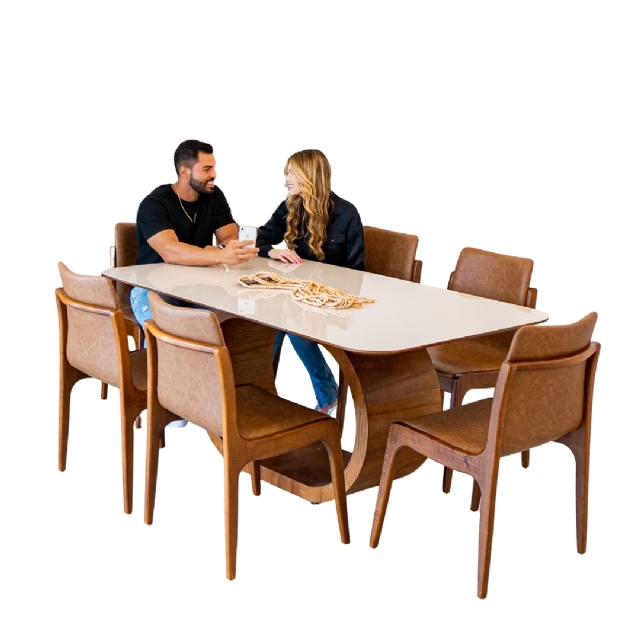 Conjunto Mesa Laura 1,80 + 6 Cadeiras Clarice