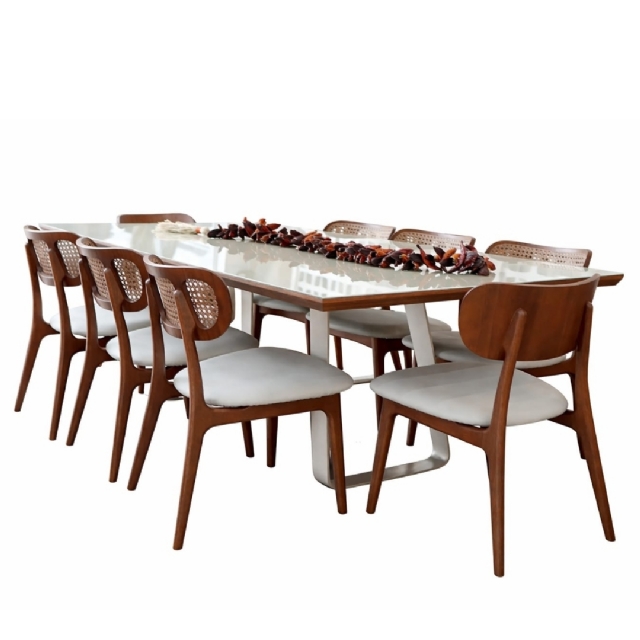 Conjunto Mesa Suiça 2,20 + 8 Cadeiras Claudia