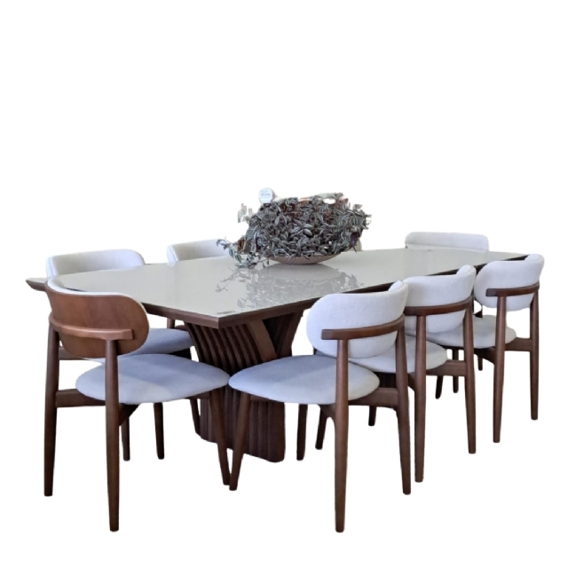 Conjunto Mesa York 2,20m + 8 Cadeiras Lucia
