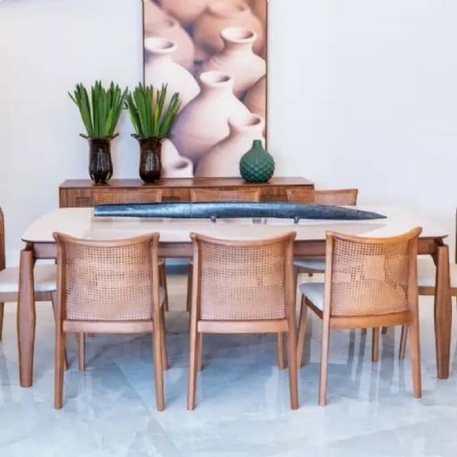 Mesa Ravenna 2,20m/1,80m - Off White/Castanho